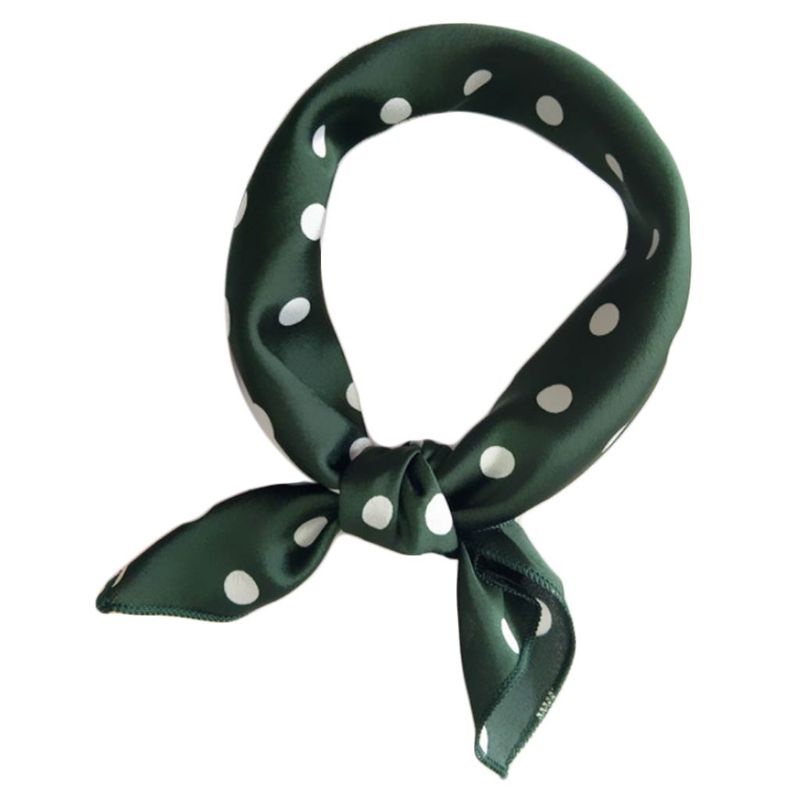 Khăn Quàng Cổ Vải Satin 48x48CM In Họa Tiết Chấm Bi / Lông Vũ Nhiều Màu Kiểu Vintage Cho Nữ