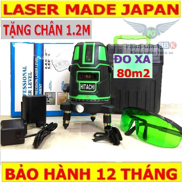 Máy Cân Mực Bắn Cốt HITACHI Laser 5 Tia xanh (Tặng kèm chân 1,2m)