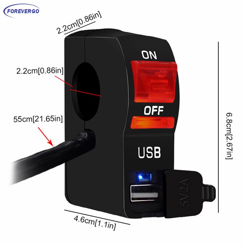 Bộ Sạc Usb 12v Có Công Tắc Đèn Led Cho Xe Hơi / Xe Tải / Tàu Thuyền