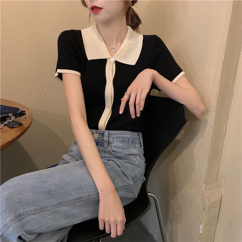 Áo Dệt Kim Dáng Ngắn Phong Cách Hàn Quốc Thời Trang Cho Nữ