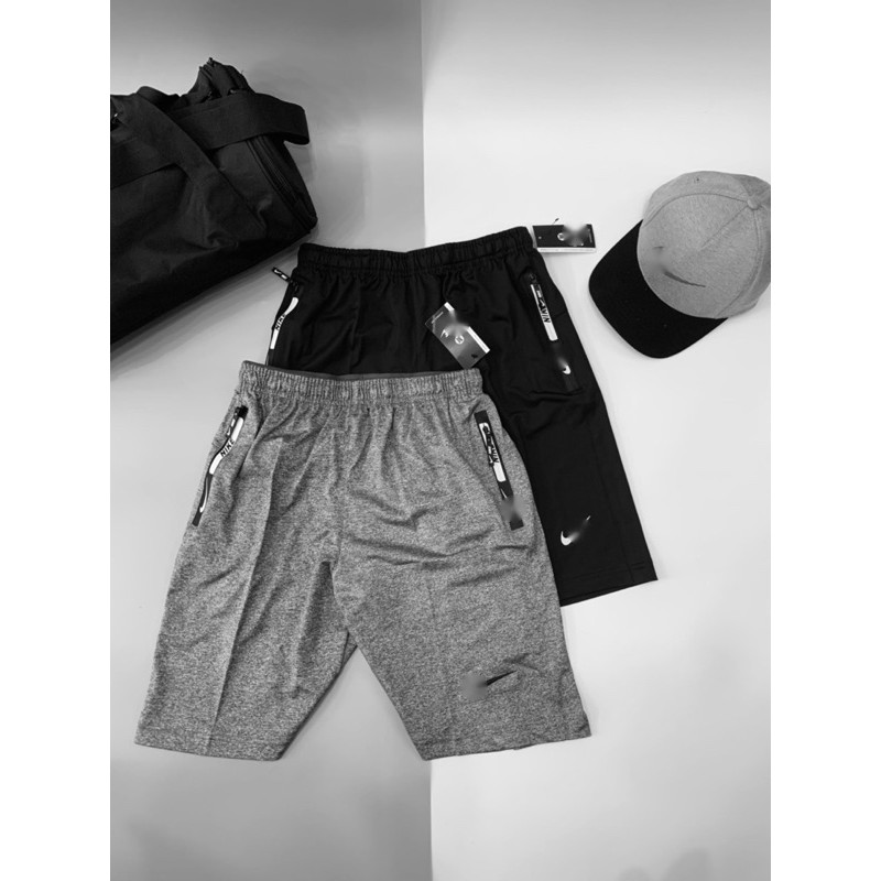 QUẦN SHORT THỂ THAO NAM - QUẦN SHORT NAM VẢI THUN DÂY KÉO IN NK