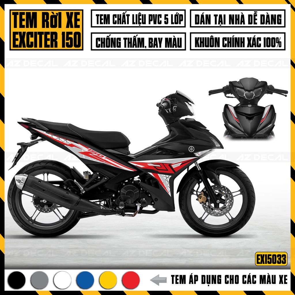 Tem Exciter 150 Mẫu S-Speed | EX15033 | Team Decal Hình Dán Xe Máy Ex 150 Xanh Trắng Đen Cao Cấp Chống Nước