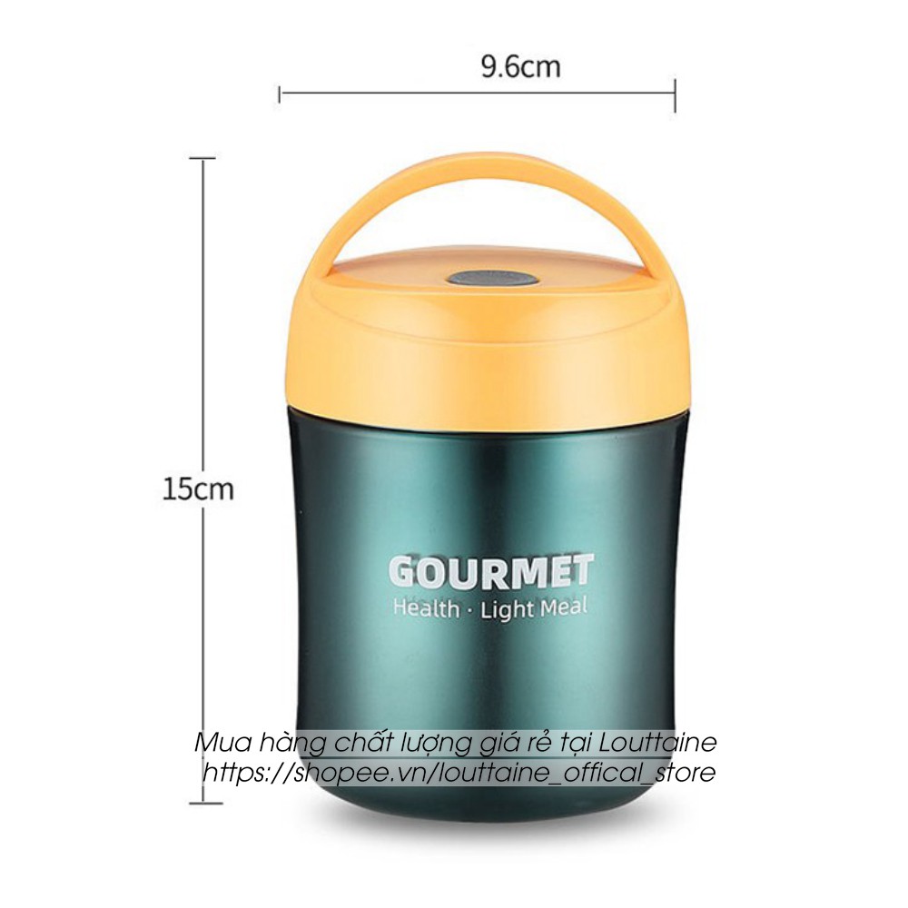 Bình ủ cháo cho bé GOURMET inox, 2 lớp, dung tích 500ml kèm muỗng, Hộp đựng thức ăn đựng cơm văn phòng tiện lợi | BigBuy360 - bigbuy360.vn