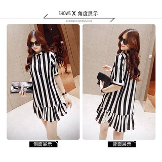 Váy Bầu Kẻ Đen Đuôi Cá