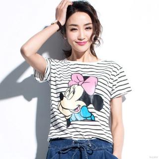 Áo thun tay ngắn kẻ sọc hình chuột Mickey