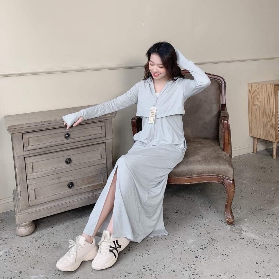 Áo chống nắng nữ toàn thân Muji 1 lớp, áo choàng toàn thân chất vải chống tia UV thoáng mát, thông hơi | BigBuy360 - bigbuy360.vn