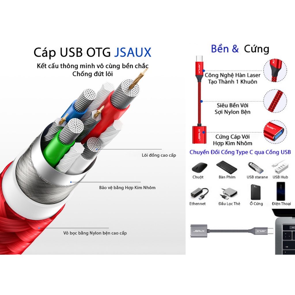 Cáp chuyển đổi dữ liệu Type C sang USB tốc độ cao dành cho Macbook, Ipad, điện thoại Samsung, Oppo, Huwei... | BigBuy360 - bigbuy360.vn