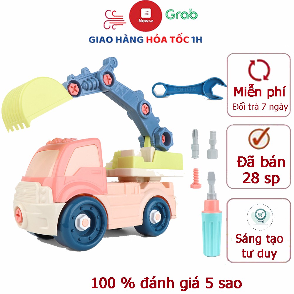 Đồ chơi lắp ráp mô hình xe xúc nhiều màu sắc kích thích giác quan của bé, kích thước rất lớn, nhựa an toàn (kèm vít)