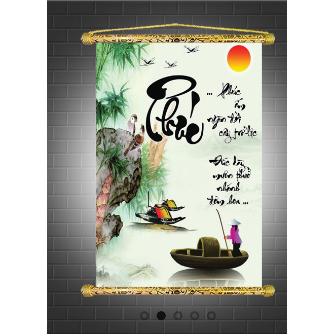 Tranh Liễn  -Tranh  Thư Pháp  – Vải canvas cao cấp nẹp sáo gỗ tự nhiên nhiều mẫu thiết kế-  GIÁ XƯỞNG