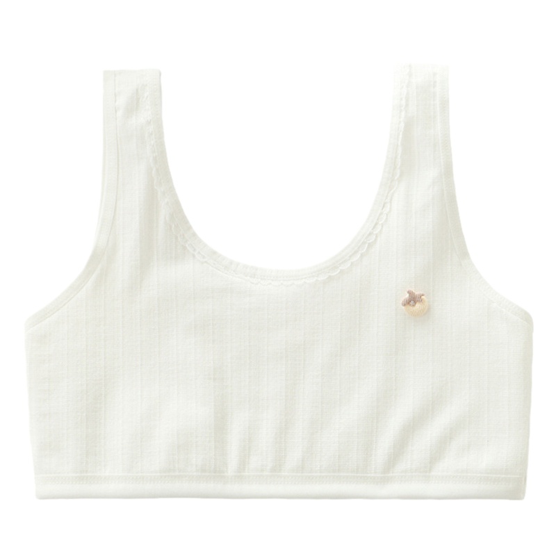 Haha Áo Lót Thể Thao Cotton Hai Lớp Không Gọng Họa Tiết Dâu Tây Màu Trơn Phối Ren Dễ Thương Cho Nữ Tuổi Teen Brale