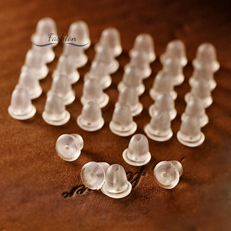 Set 100 Nút Khuyên Tai Nhựa Mềm Trong Suốt