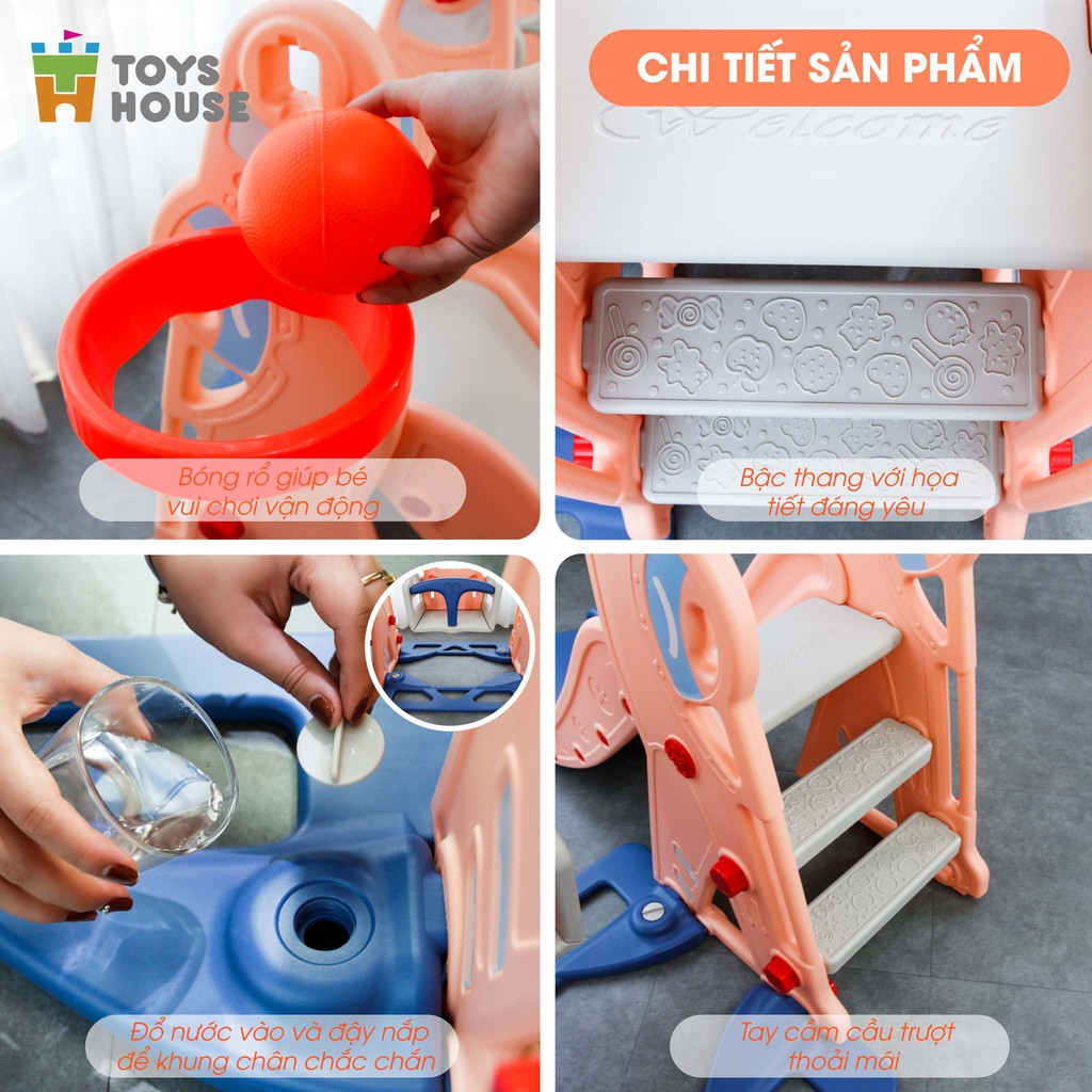 Xích đu kèm khung bóng rổ và cầu trượt, đồ chơi vận động cho bé Toys house WM19074, hàng chính hãng cao cấp