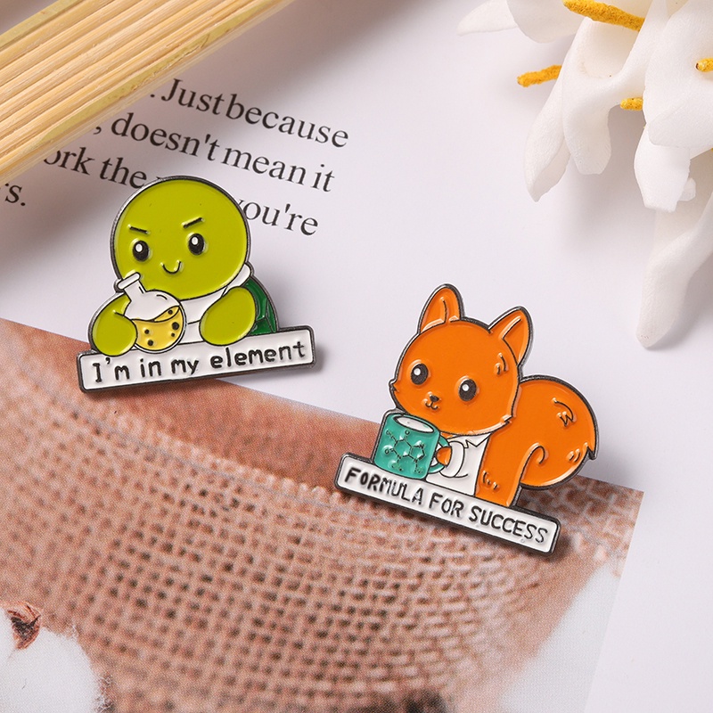 Ghim Cài Áo Kim Loại Tráng Men Hình Mèo/ Rùa/ Xương Rồng Hoạt Hình Dễ Thương Cho Bé