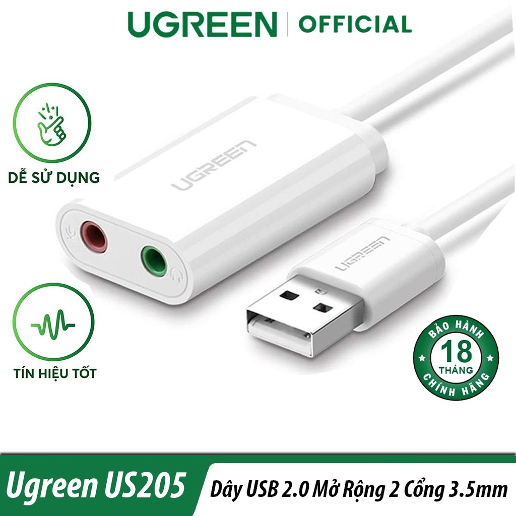 Cáp Chuyển Đổi USB Sang Mic Kèm Audio Ugreen US205 Chính Hãng