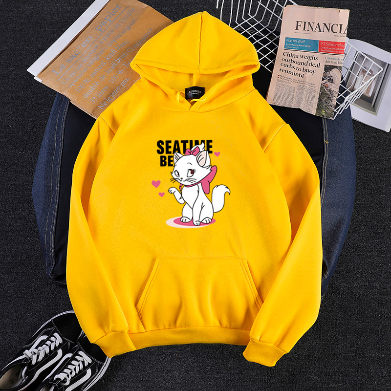 Thời Trang Áo Hoodie Tay Dài In Hình Mèo Dễ Thương Cho Nữ