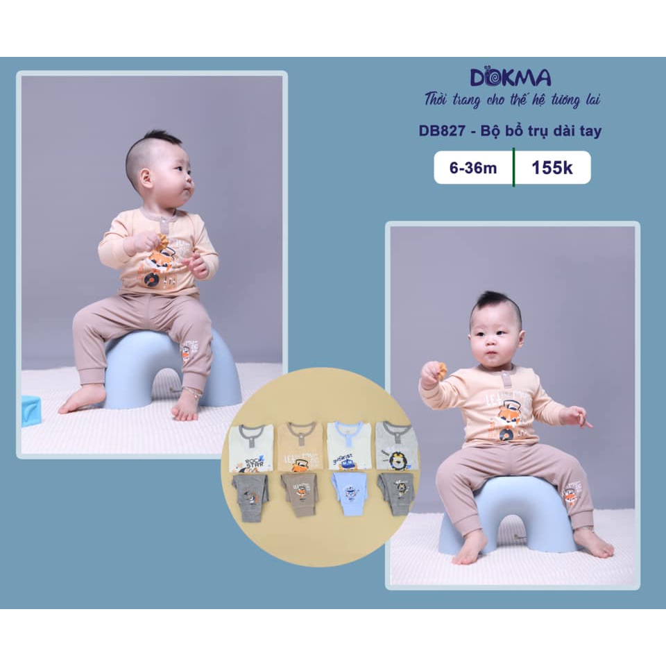 DB827 Bộ dài tay bổ trụ Dokma vải cotton tăm mỏng cho bé (6-36M)