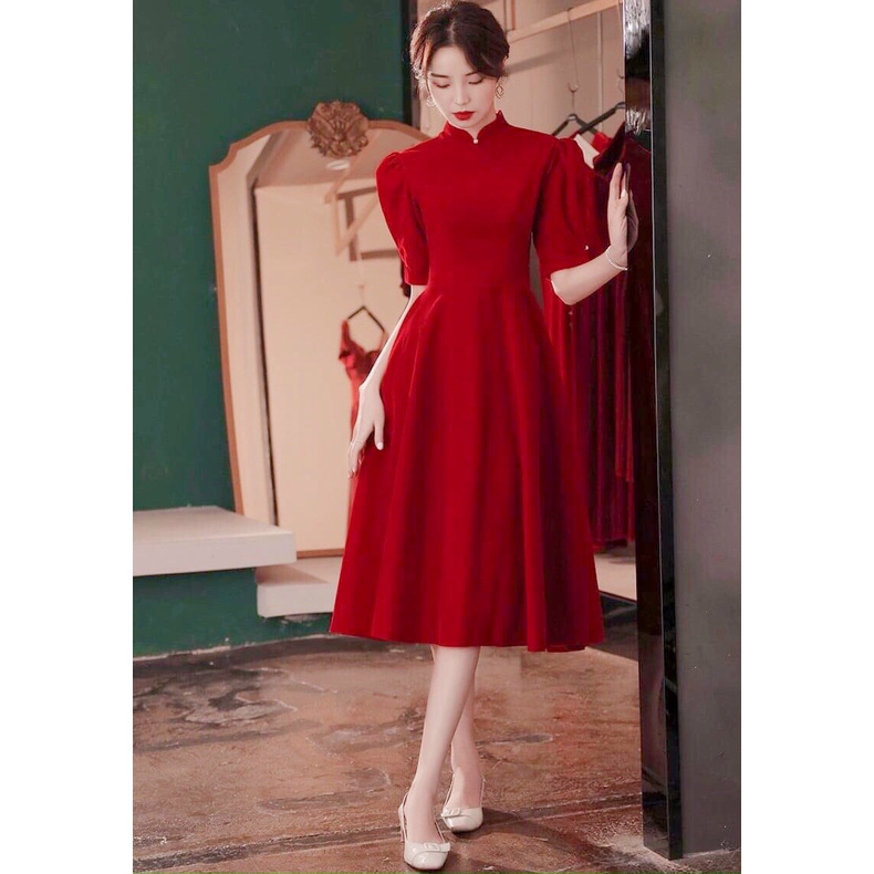 Đầm đỏ dự tiệc siêu sang chảnh-Hàng cao cấp loại 1-váy đỏ mặc đi chơi noel,mặc tết siêu xinh | BigBuy360 - bigbuy360.vn
