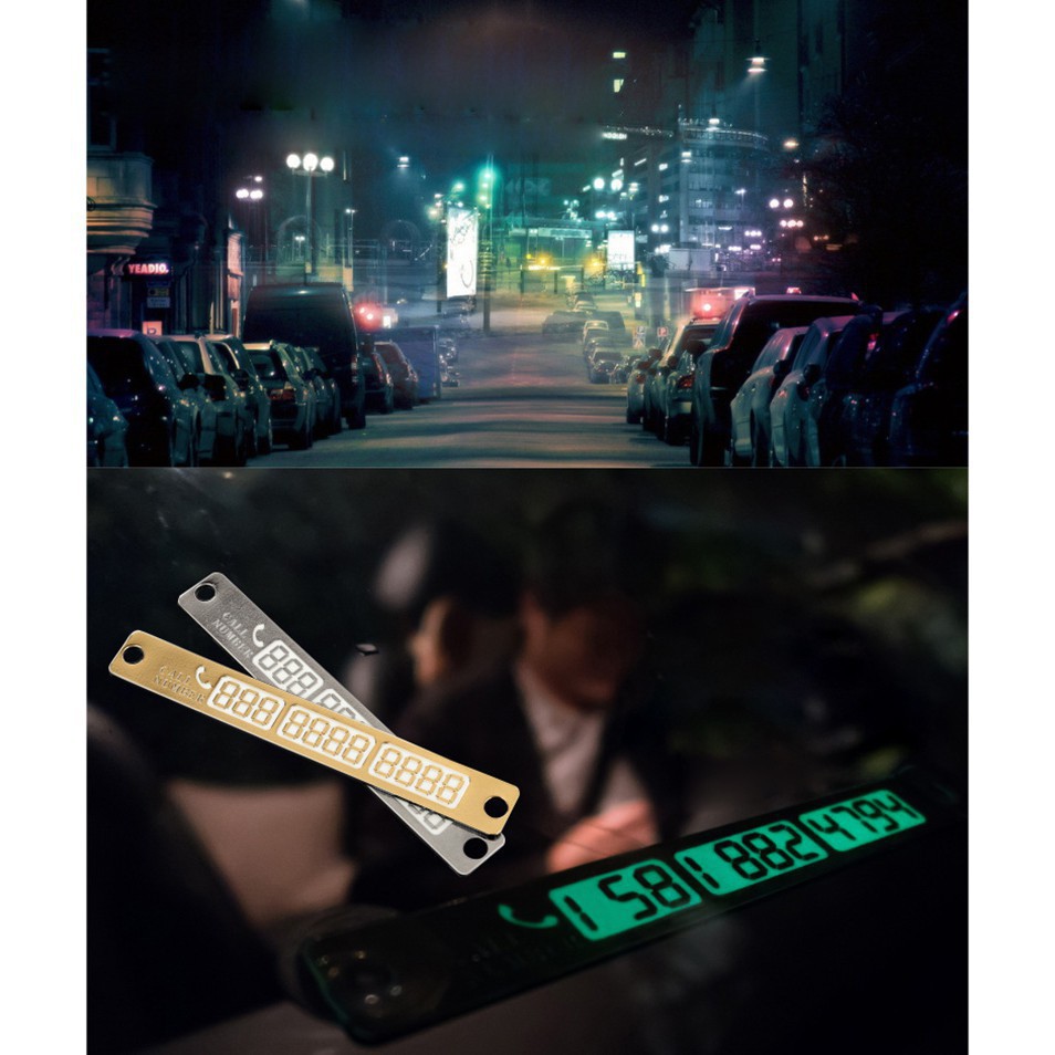 Bảng số điện thoại/thẻ tên đỗ xe hơi có đèn LED màu xanh lá