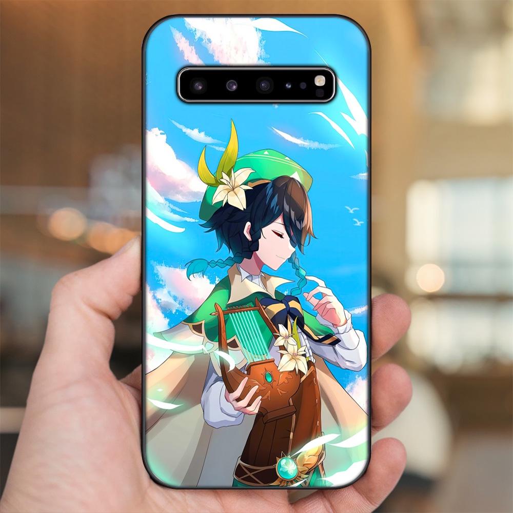 Ốp lưng Samsung S10, S10 5G, S10 Plus viền đen in hình Venti Genshin Impact