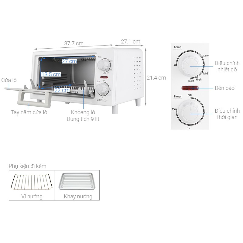 Lò nướng Panasonic NT-GT1WRA 9 lít