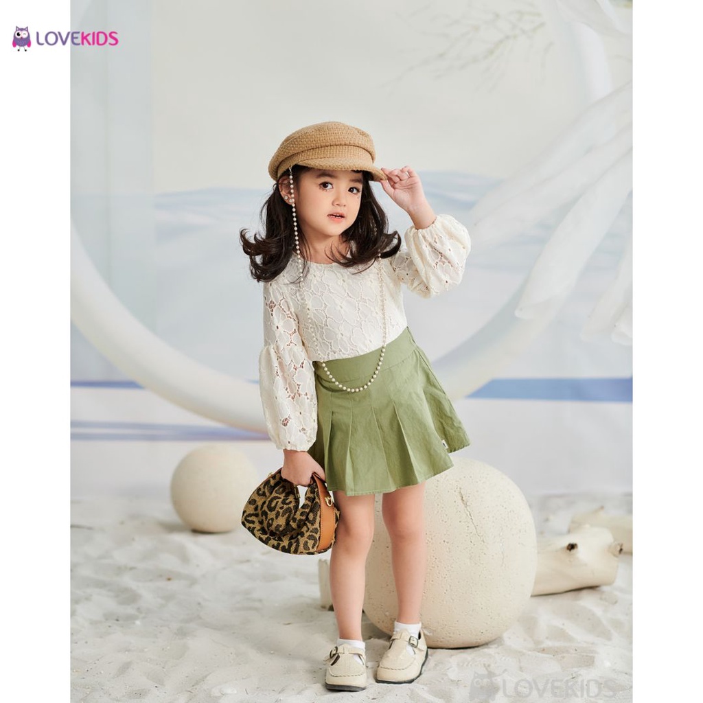 Áo ren tay phồng Lovekids bé gái, chất vải thoáng mát, size từ 3 đến 5 tuổi