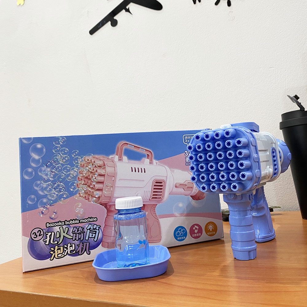 Đồ Chơi Súng Máy Tạo Bọt Bong Bóng Xà Phòng 32 Nòng Loại Lớn, Tự Động, Siêu Mạnh, Chạy Bằng Pin An Toàn Cho Bé