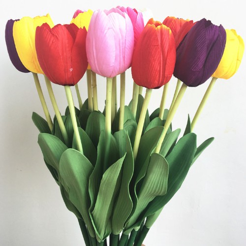 HOA TULIP VẢI LỤA CÀNH DÀI 60CM - Hoa giả trang trí nhà cửa Giống Thật 99% - Decor phông chụp ảnh, bình thủy tinh