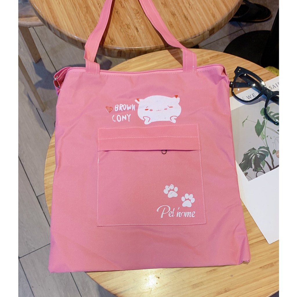 Túi TOTE đeo chéo, túi đeo chéo vải canvas có thể mang được 2 kiểu, có khoá kéo trẻ trung mẫu mã đa dạng
