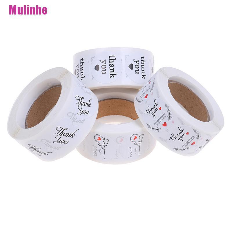 Cuộn 500 Nhãn Dán Niêm Phong Bao Bì Hình Tròn In Chữ THANK YOU Độc Đáo Tiện Dụng