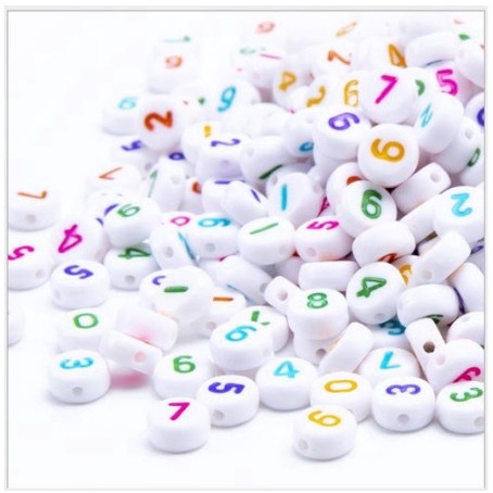 5/10/25gam Hạt Chữ số tròn nền trắng số đủ màu