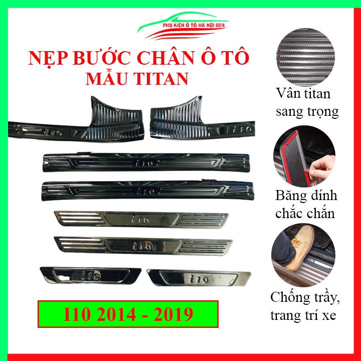 Ốp bậc cửa nẹp bước chân TITAN ô tô Hyundai i10 2014-2021 chống trầy bảo vệ xe