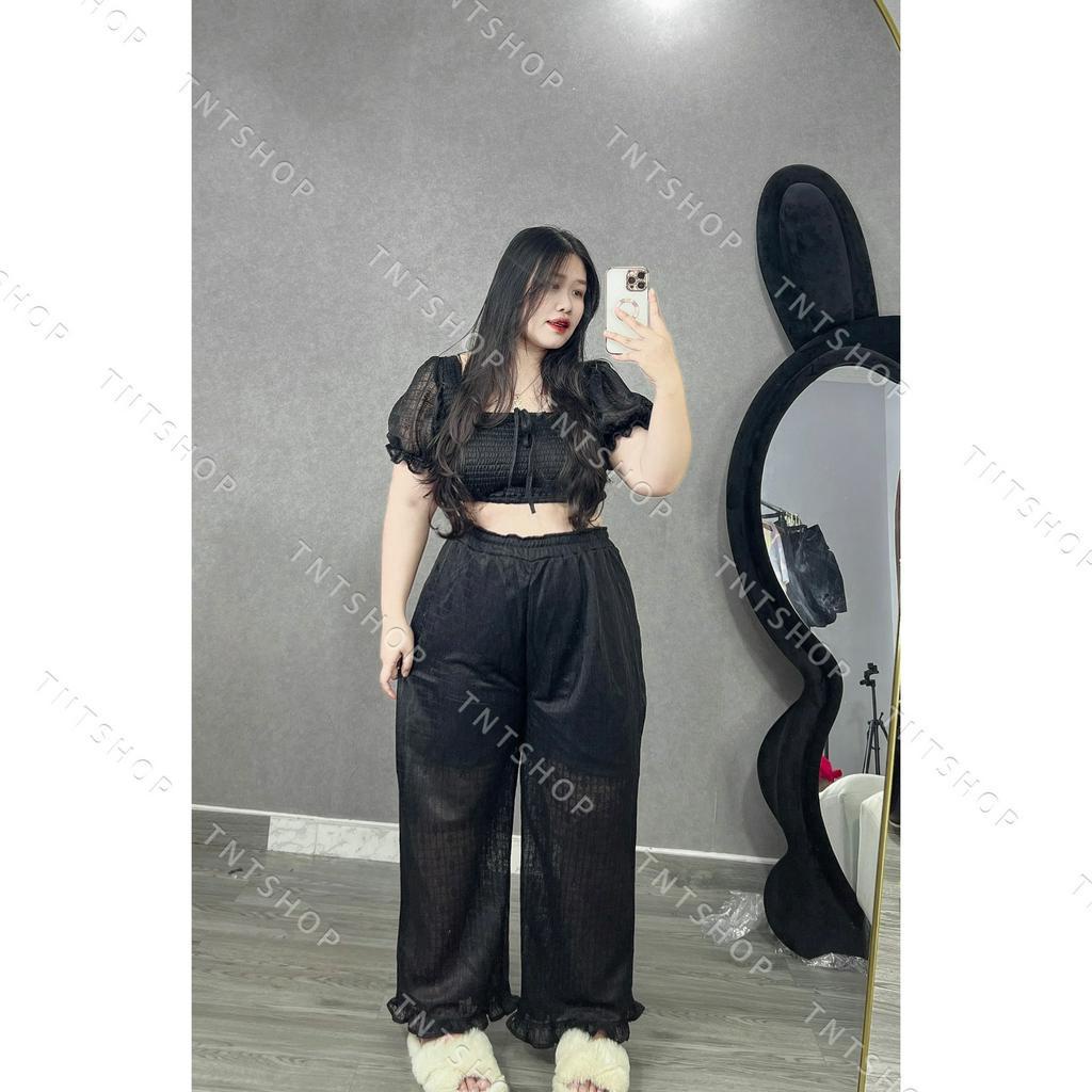 SET REN MỊN ÁO NHÚN QUẦN DÀI VIỀN BÈO [TNT SHOP BIGSIZE 60KG 90KG]