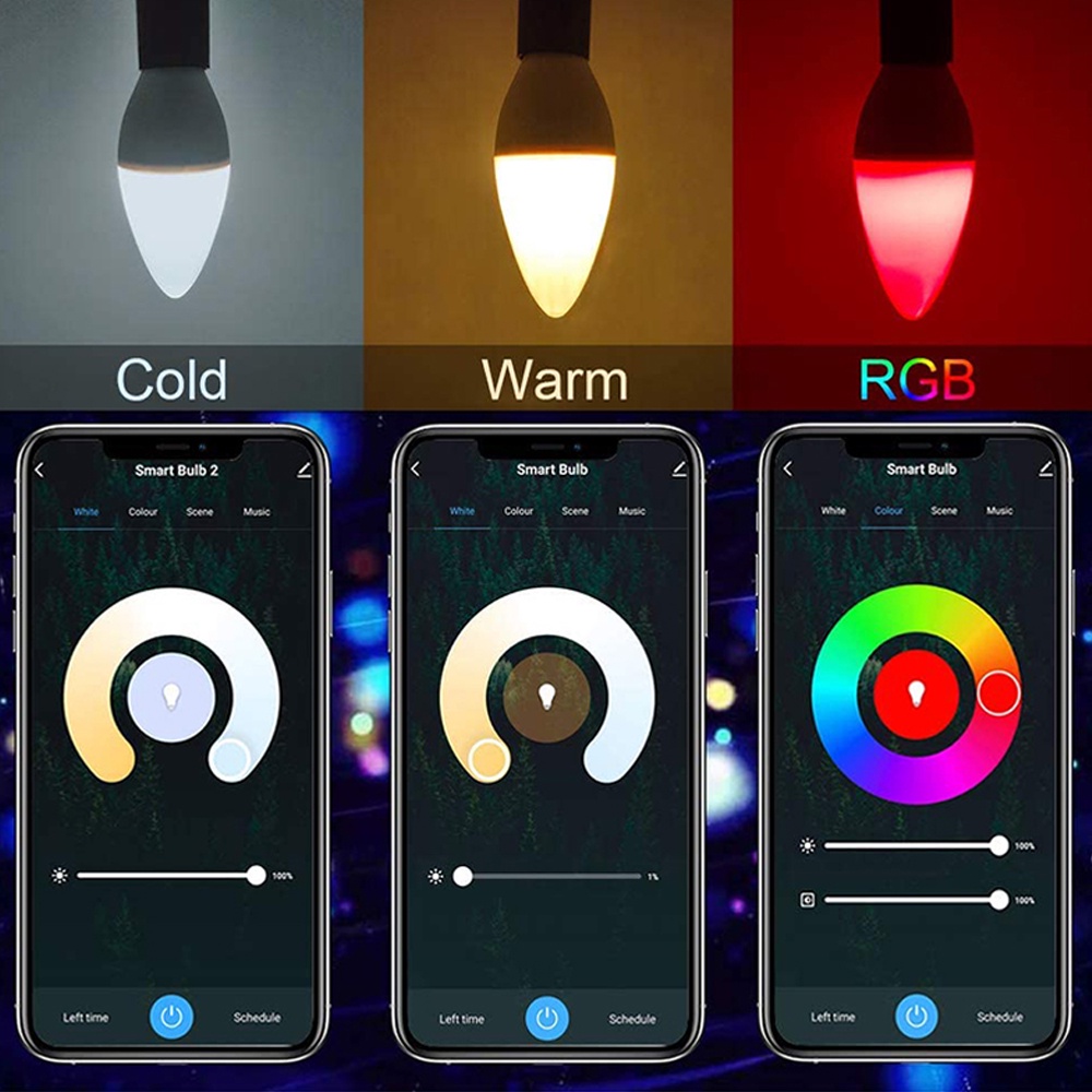 GOOGLE Bóng Đèn Thông Minh E14 Tuya WiFi 3.5W LED RGB + Màu Trắng Điều Khiển Giọng Nói Tiện Dụng