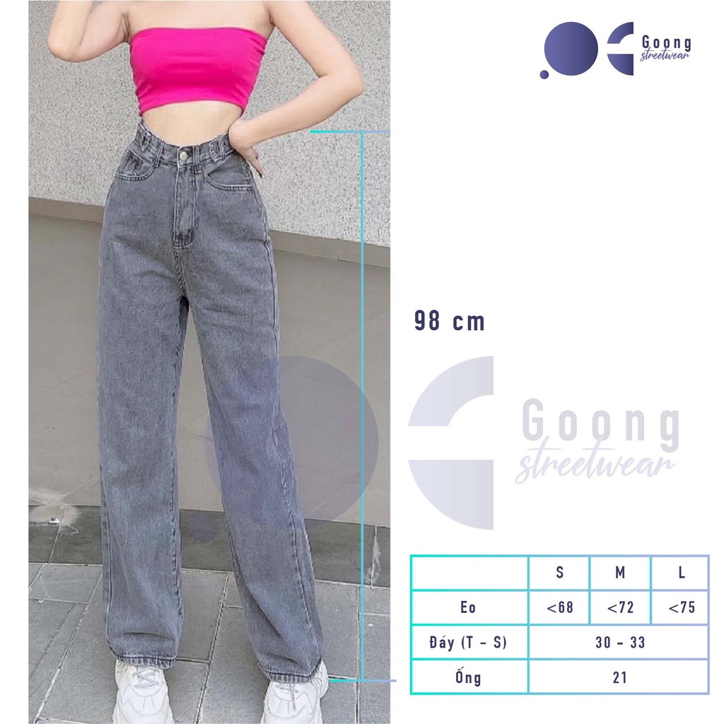 Quần jean dài ống rộng xám lưng cao thời trang hàn quốc mua xuân thu cho nữ | BigBuy360 - bigbuy360.vn
