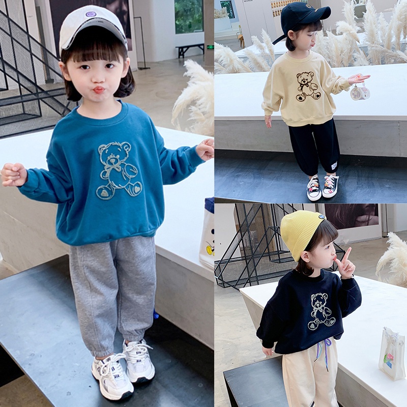 Áo Sweater Cổ Tròn In Hoạt Hình Kiểu Hàn Quốc Thời Trang Mùa Thu Cho Bé Gái