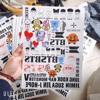 Hình xăm tatoo BTS khổ A4