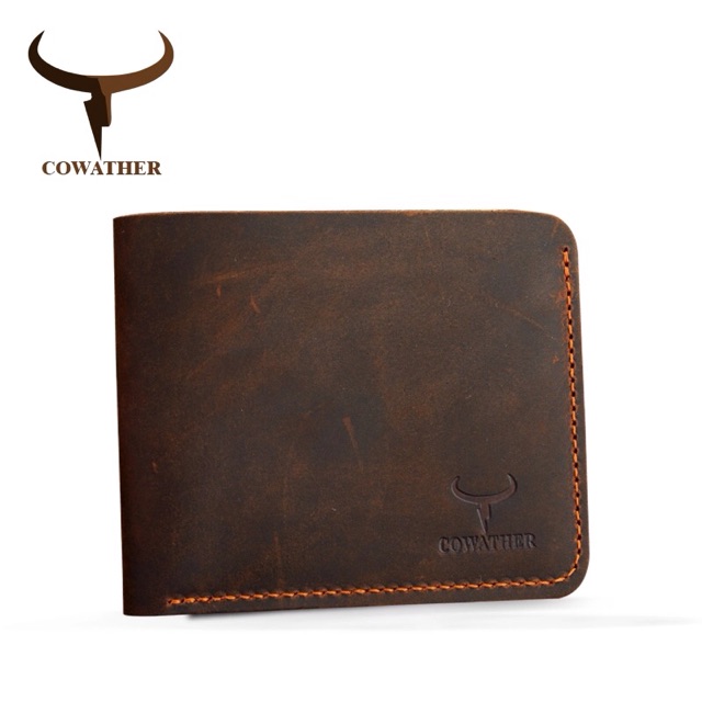 Ví Nam da 100% top bò genuine leather wallets men sang trọng, ngắn nam thương hiệu Cowather hàng xách tay Mỹ chính hãng