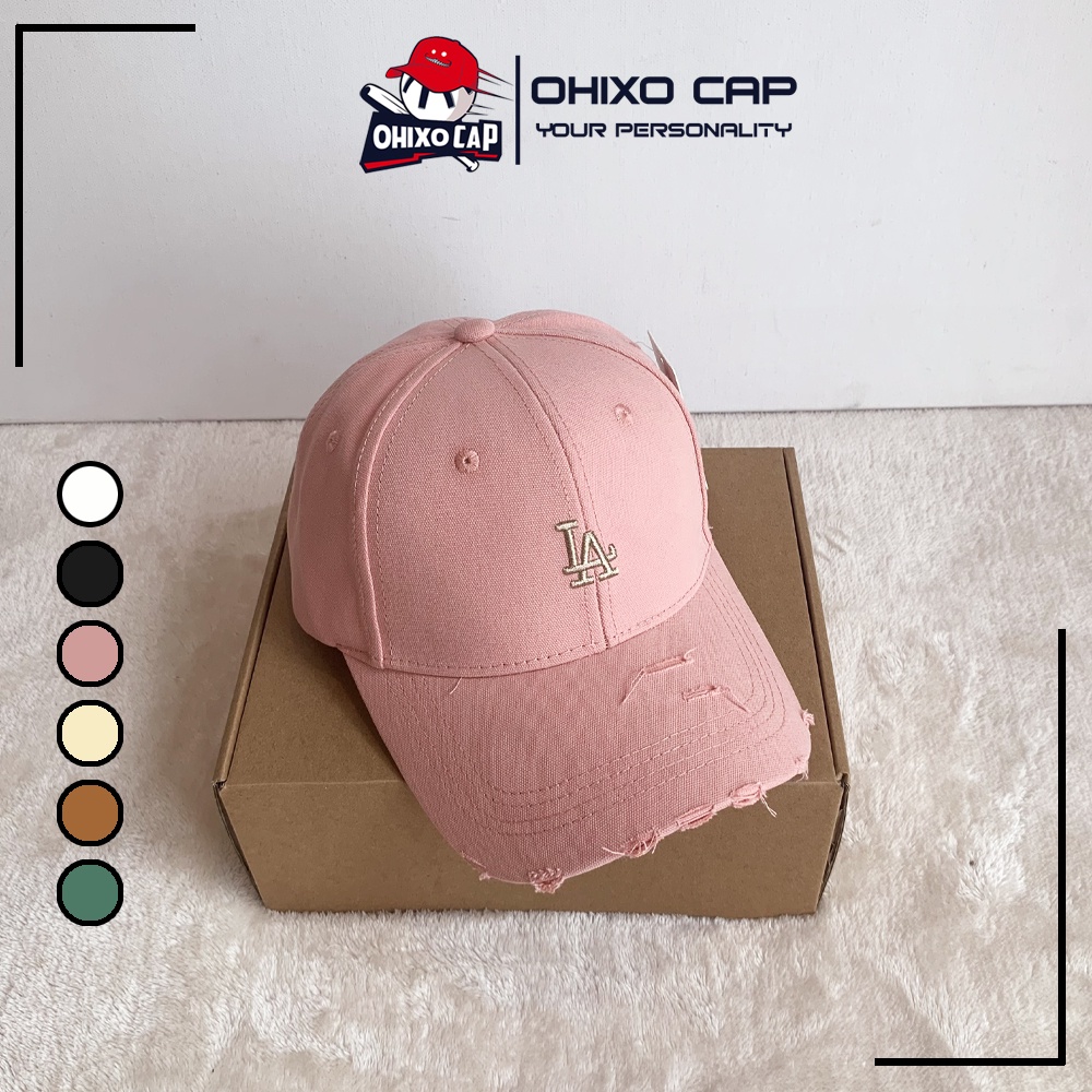 Mũ lưỡi trai LA nam nữ nón LA rách thêu logo cao cấp hàng xuất dư nhiều màu ảnh thật OHIXO LT20