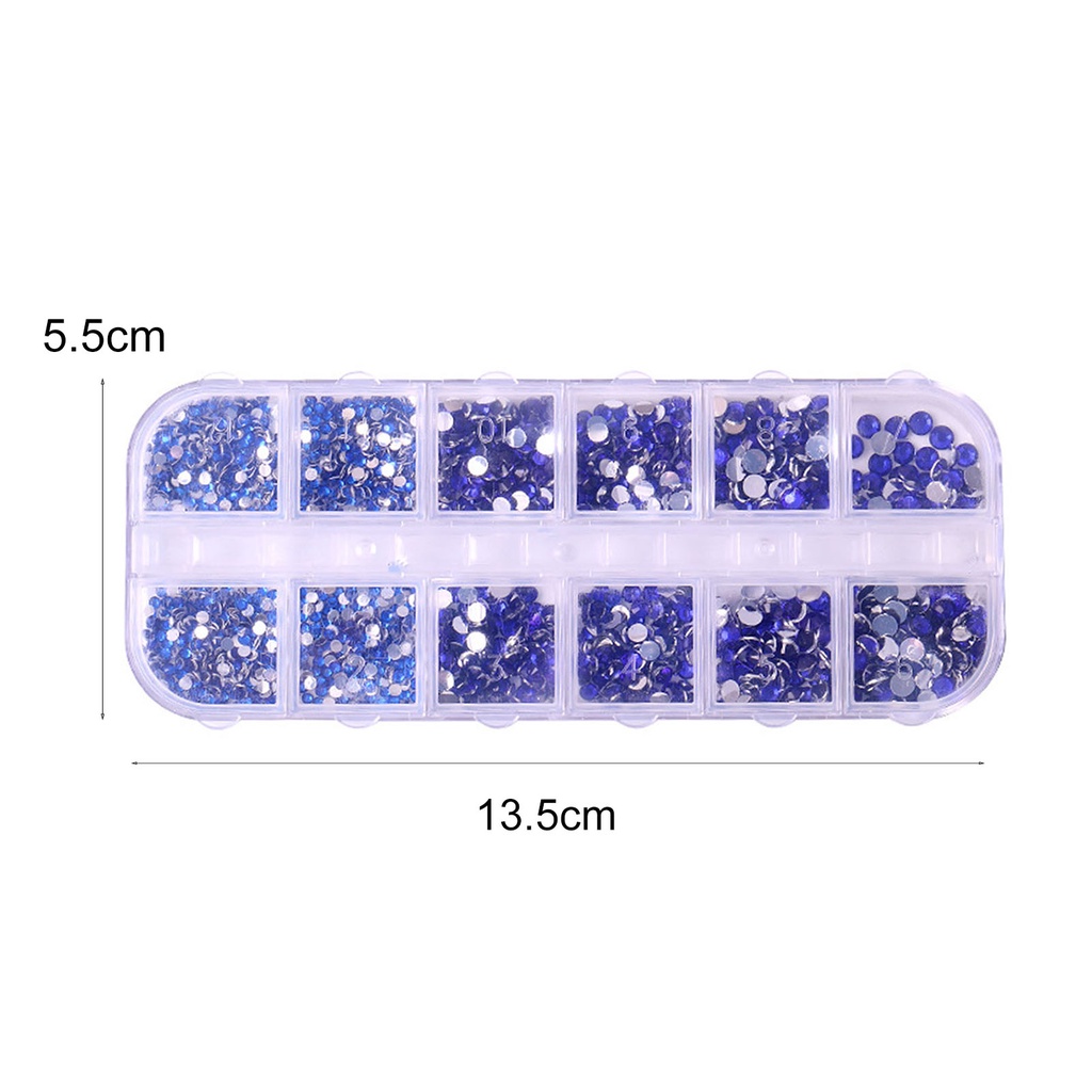 1 Hộp Phụ Kiện Trang Trí Móng Tay Nghệ Thuật Tạo Hiệu Ứng 3D Nhiều Màu Sắc Lấp Lánh Bằng Acrylic 12 Ngăn DIY