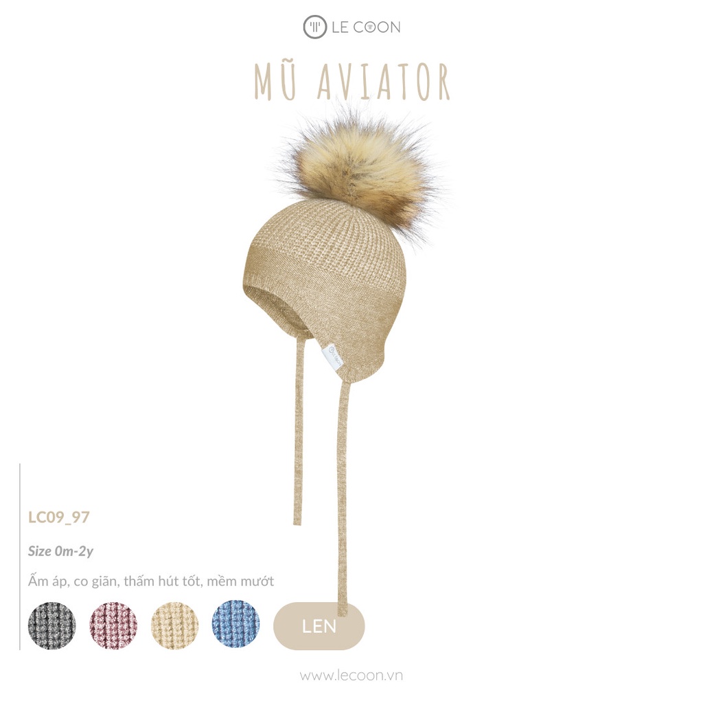 Mũ len, khăn len cài trẻ em họa tiết thu đông Le Coon