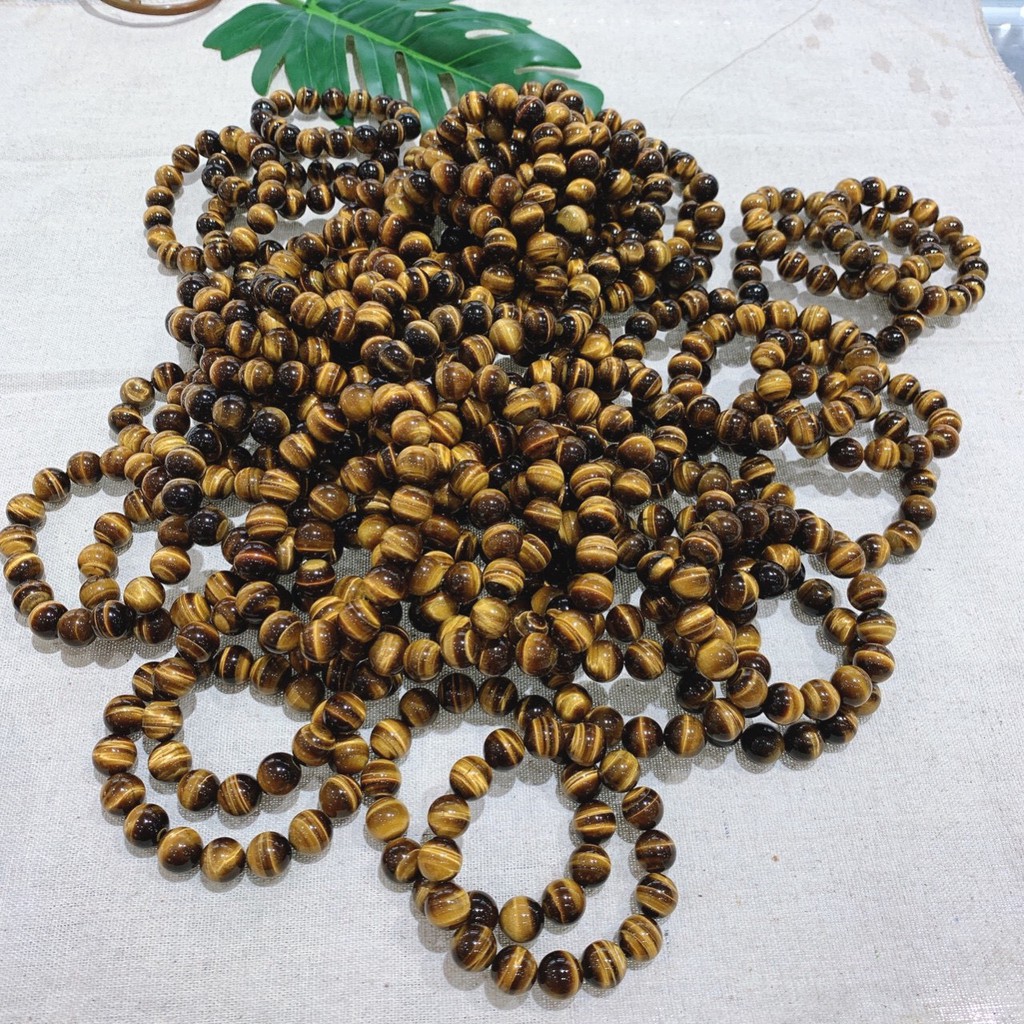 Vòng Tay Đá Mắt Hổ Vàng Nâu Chuẩn 4A Đủ Size 6mm-18mm