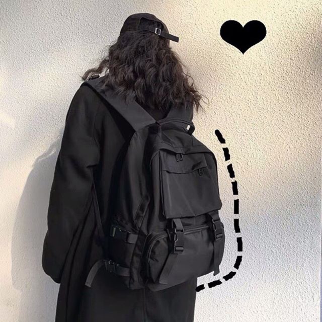 Balo Full Black có quai cài trước ngực