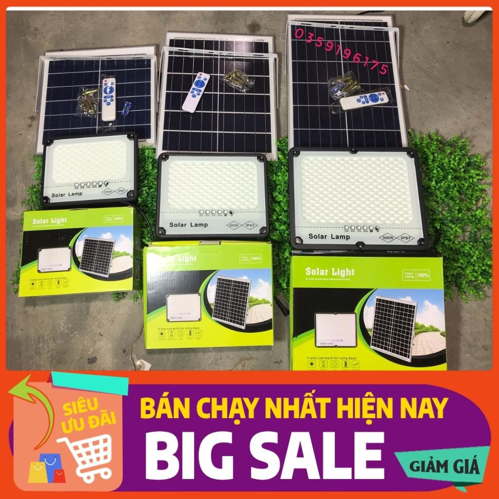 Đèn năng lượng mặt trời, đèn chống lóa Solar Lamp,100W,200W,300W- Chính hãng, bảo hành 2 năm,có giấy bảo hành