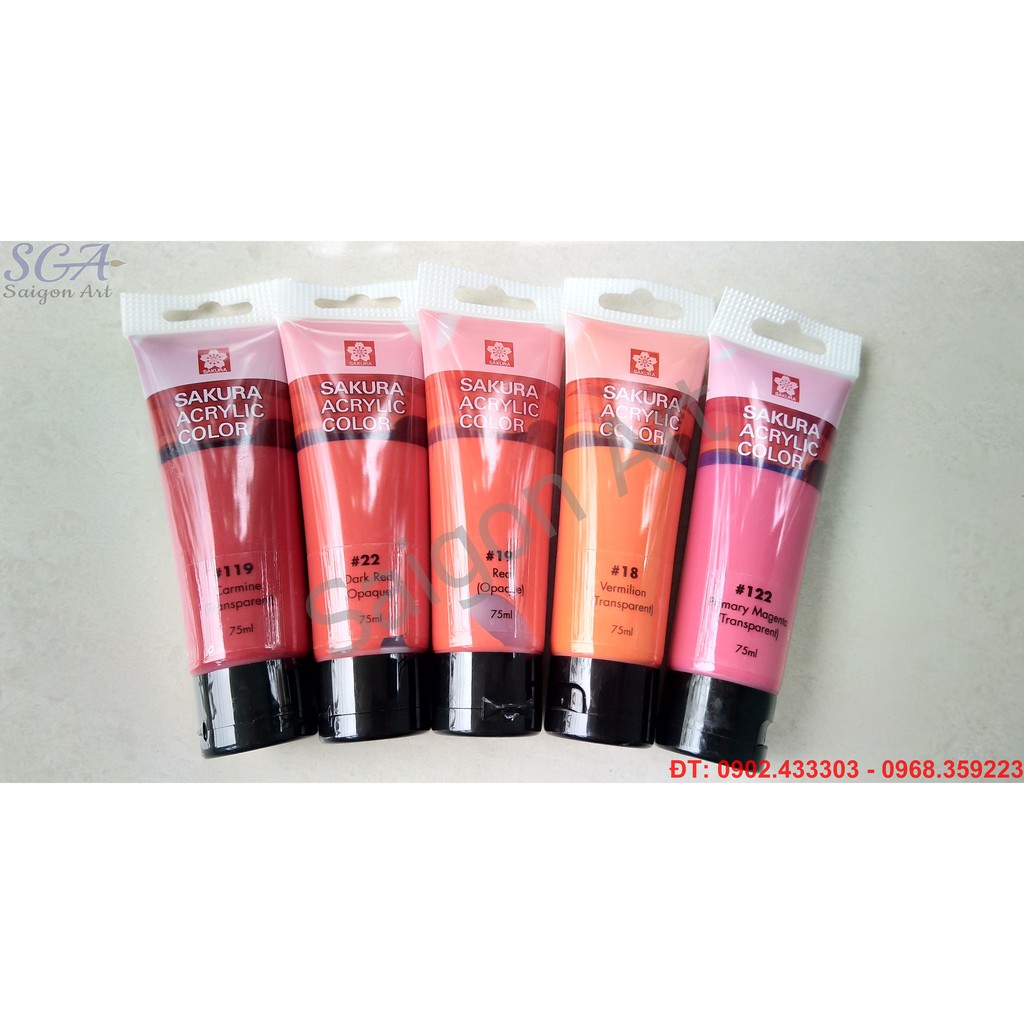 Màu Acrylic Nhật Bản SAKURA tuýp lớn 75ml (Nhóm 1)