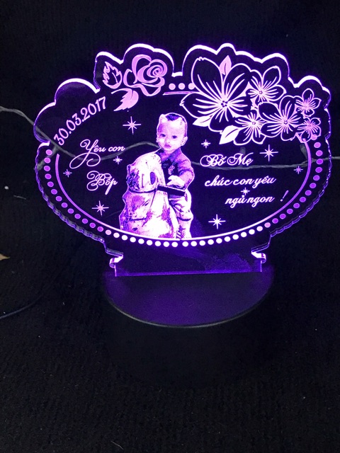 Khung Đèn Mica 3d, Khung Mica Trang Trí ~hình ảnh theo yêu cầu - Mã TRONHOA ( không kèm đế )