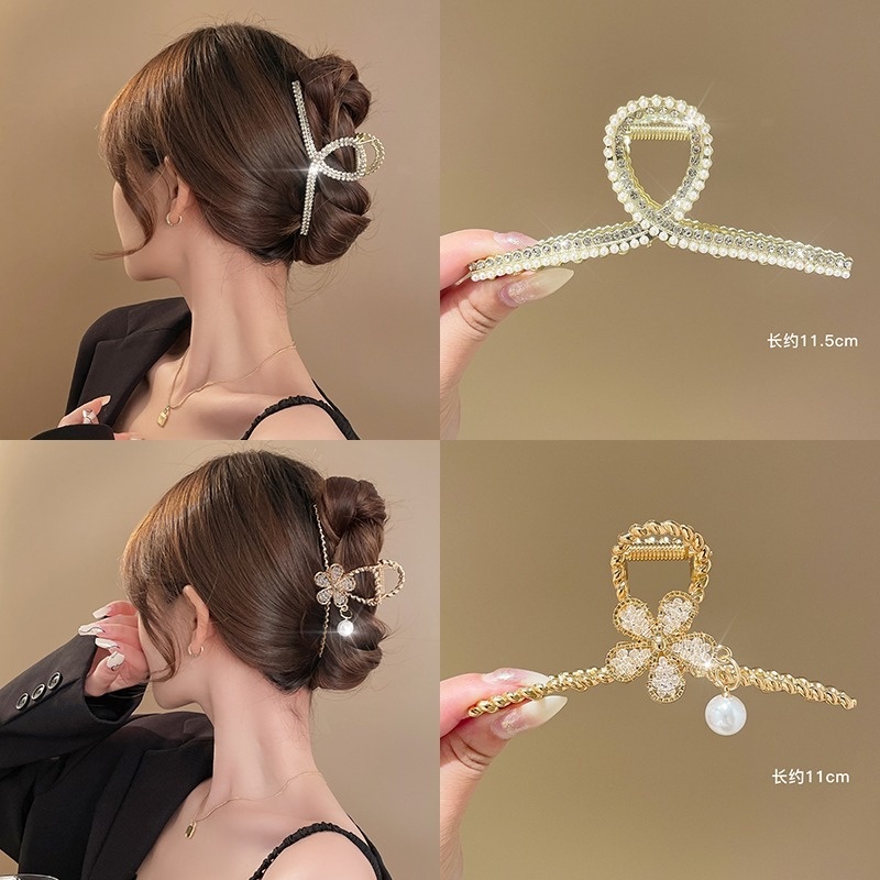 Kẹp Tóc Càng Cua Kim Loại Đính Kim Cương Giả Thời Trang Hàn Quốc Tinh Tế Cho Nữ