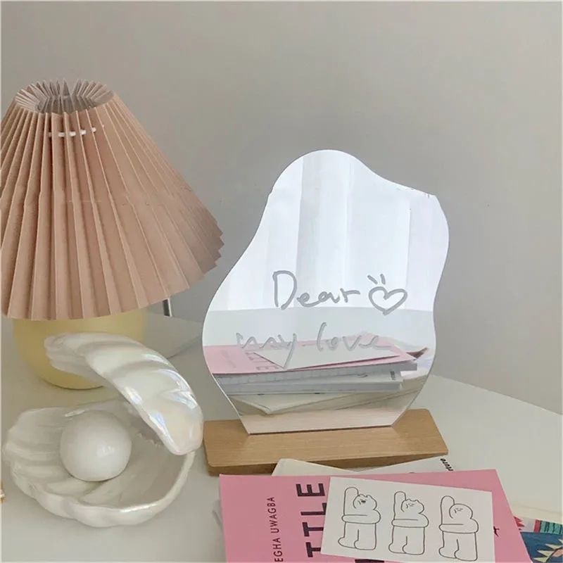 Gương Trang Điểm Có Đế Gỗ Để Bàn Thiết Kế Độc Đáo Phong Cách Hàn Quốc