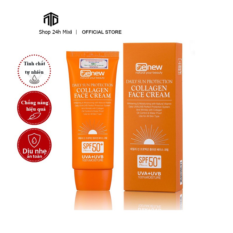 Kem chống nắng cao cấp dành cho da mặt - Benew Collagen Sun Cream Dưỡng Trắng, Nâng Tone Da (trăng) 70ml-Hàng Chính Hãng