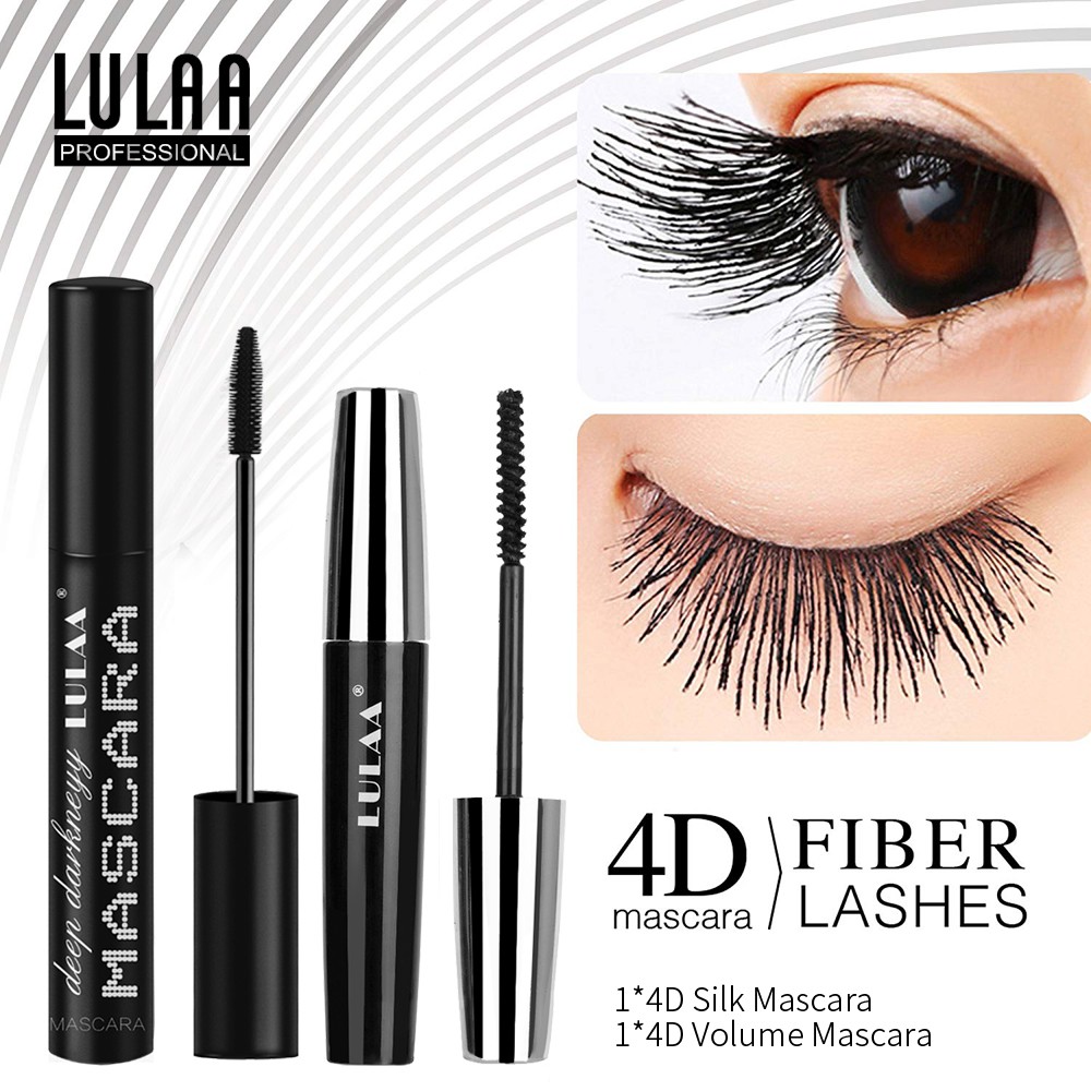 2 cái / Bộ 4D Silk Fiber Lash Mascara Không thấm nước Rimel