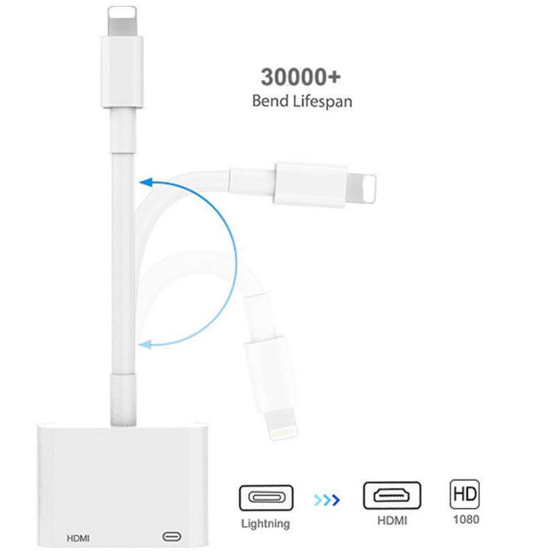 Cáp Chuyển Đổi cổng Lightning Sang HDMI Cho Iphone X 8 7 6 Plus Ipad, Full HD 1080P đưa hình ảnh lên Máy Chiếu, TV